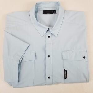 Truewerk Shirt Mens XL Light Blue Short Sleeve Snap Front Utility Work